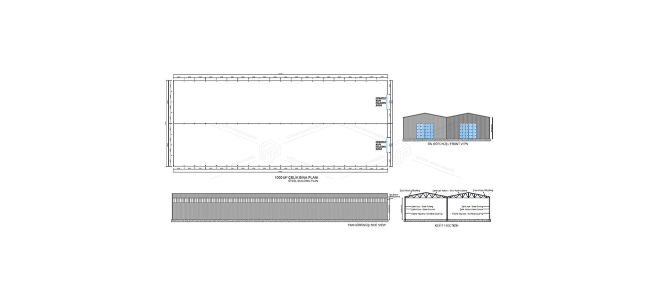 1000m² Çelik Hangar Binası  1000m² Çelik Hangar Binası