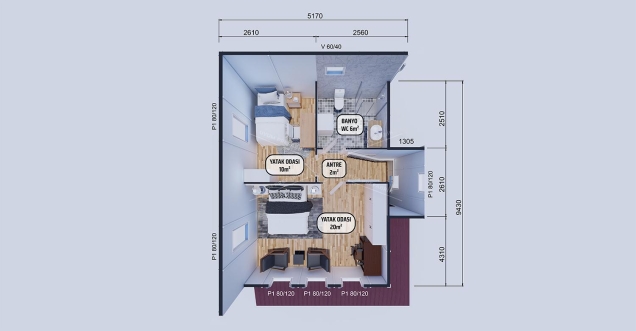 101m² Serindere iki katlı Prefabrik Ev