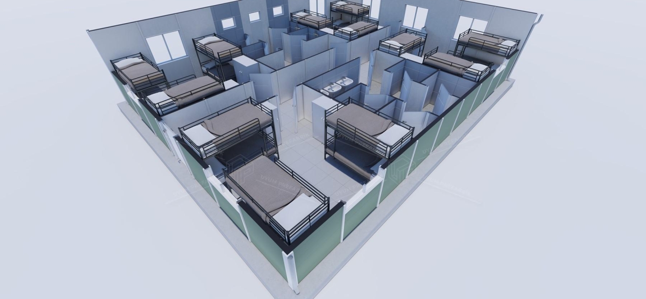 102m² Prefabrik Yatakhane Binası