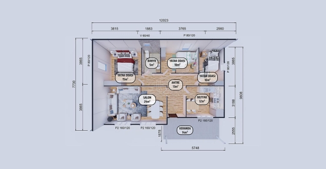 103m² Single Storey Prefabricated Houses