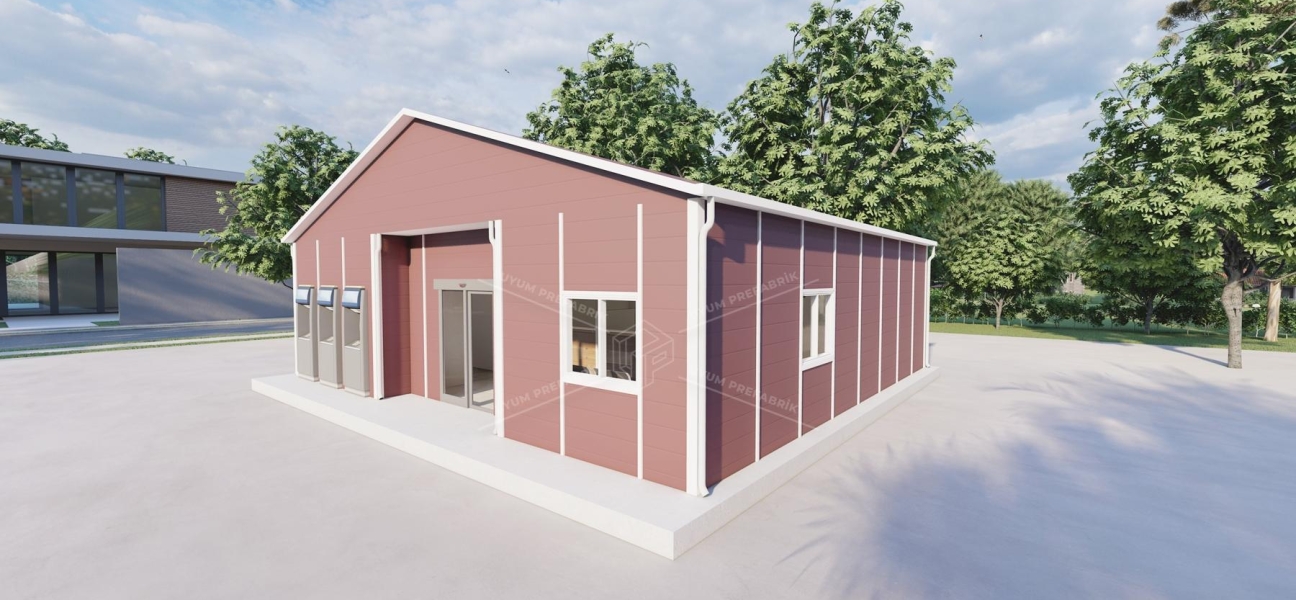 110m² Tek Katlı Prefabrik Banka Binası  110m² Tek Katlı Prefabrik Banka Binası