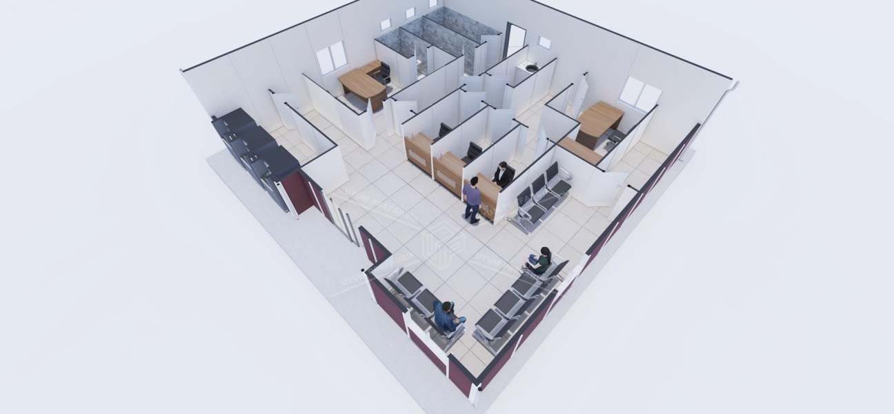 110m² Tek Katlı Prefabrik Banka Binası  110m² Tek Katlı Prefabrik Banka Binası