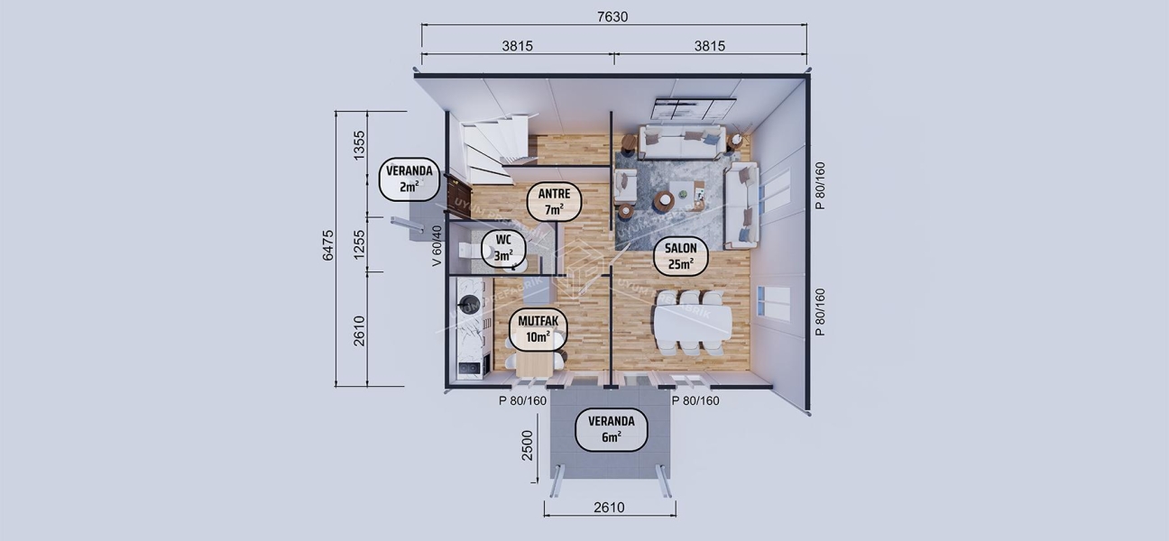 114m² Seka İki Katlı Prefabrik Ev