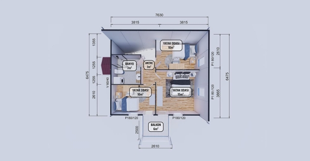 114m² Seka Two-Storey Prefabricated House