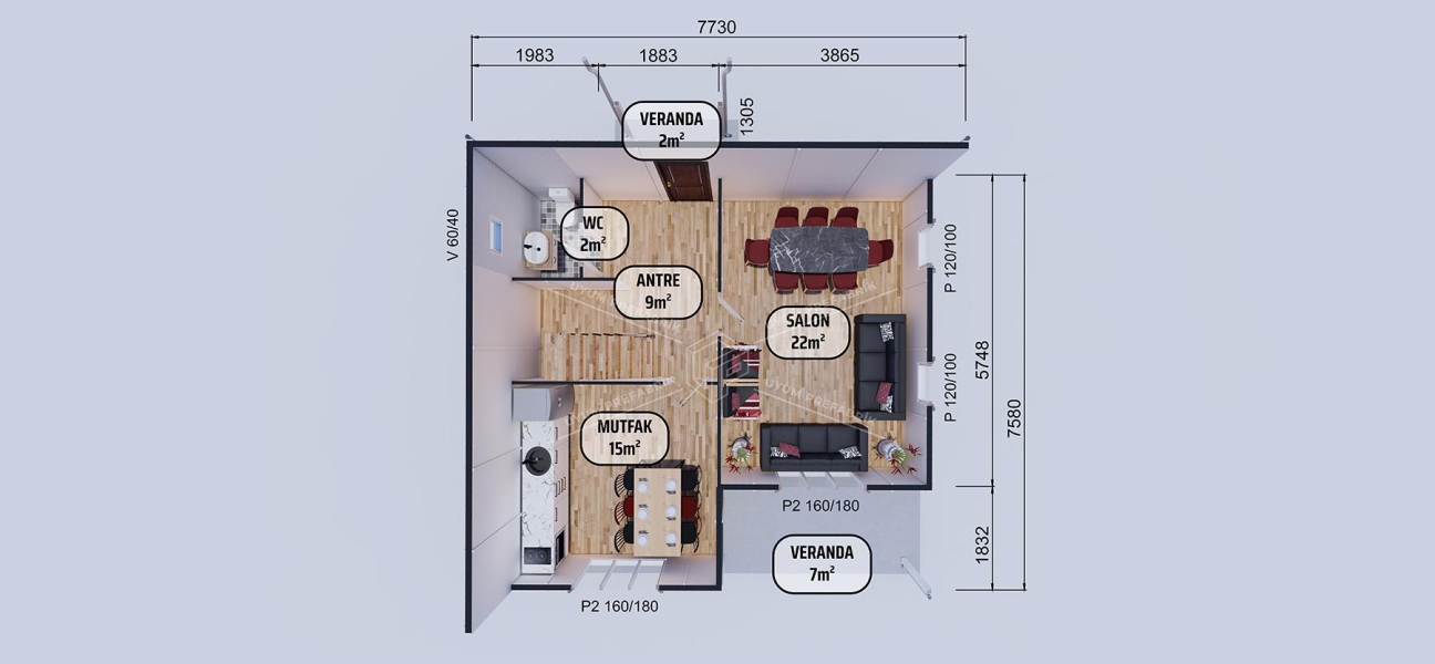 122m² İznik Two-Storey Prefabricated House