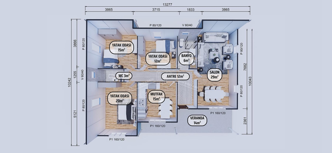 126m² Efes Single-Storey Prefabricated House