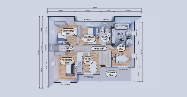 126m² Efes Single-Storey Prefabricated House