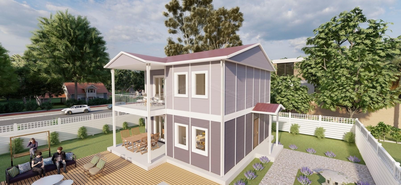 128m² Pamukkale Two-Storey Prefabricated House