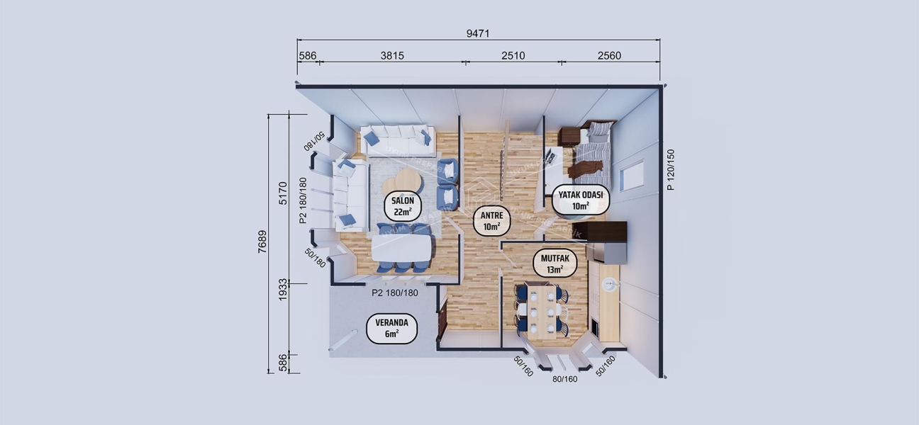131m² Safranbolu İki Katlı Prefabrik Ev