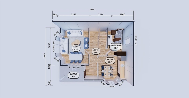 131m² Safranbolu İki Katlı Prefabrik Ev