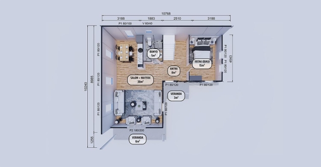 145m² Yedigöller İki Katlı Prefabrik Ev