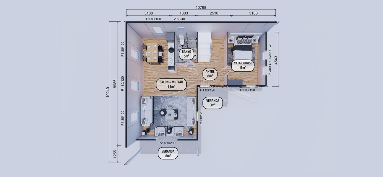145m² Yedigöller Two-Storey Prefabricated House