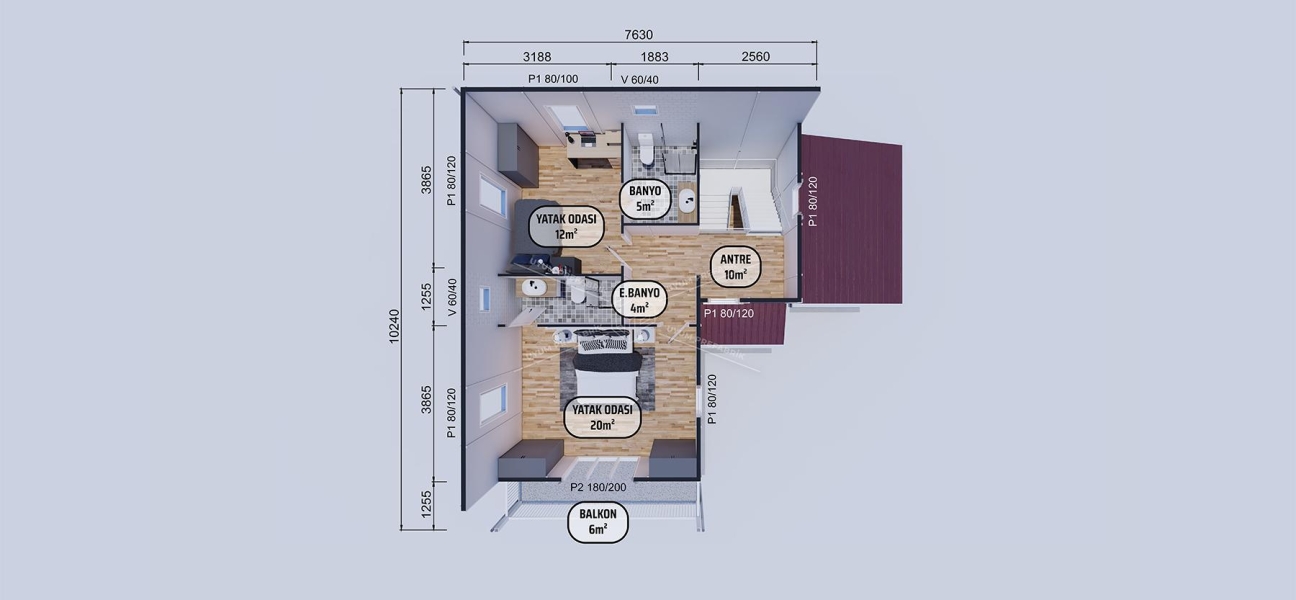 145m² Yedigöller Two-Storey Prefabricated House