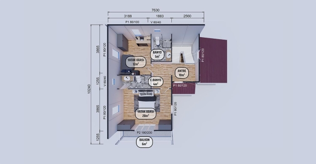 145m² Yedigöller Two-Storey Prefabricated House