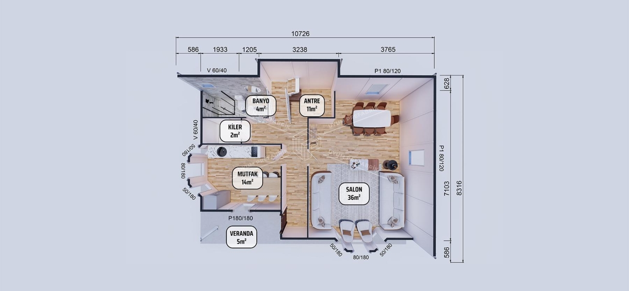 155m² Eğirdir Two-Storey Prefabricated House