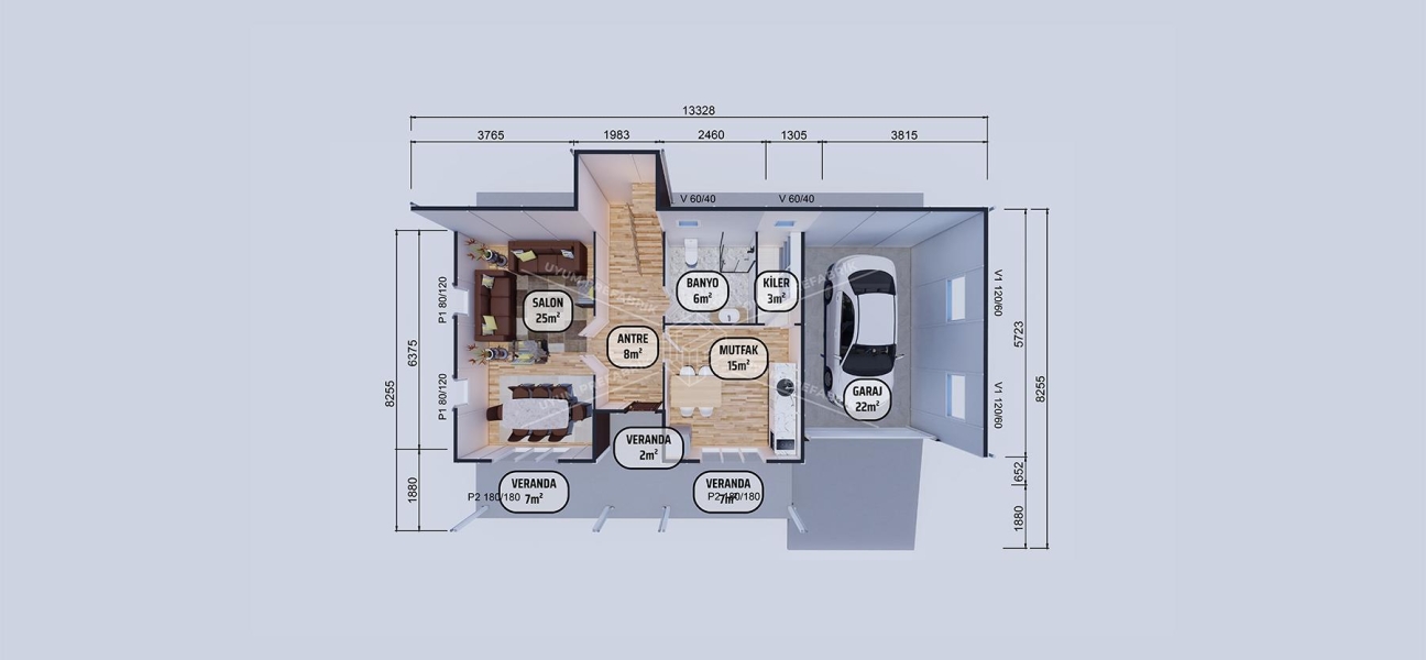 177m² Hünkar İki Katlı Prefabrik Ev