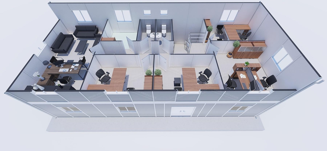 196m² Prefabrik Ofis Binası