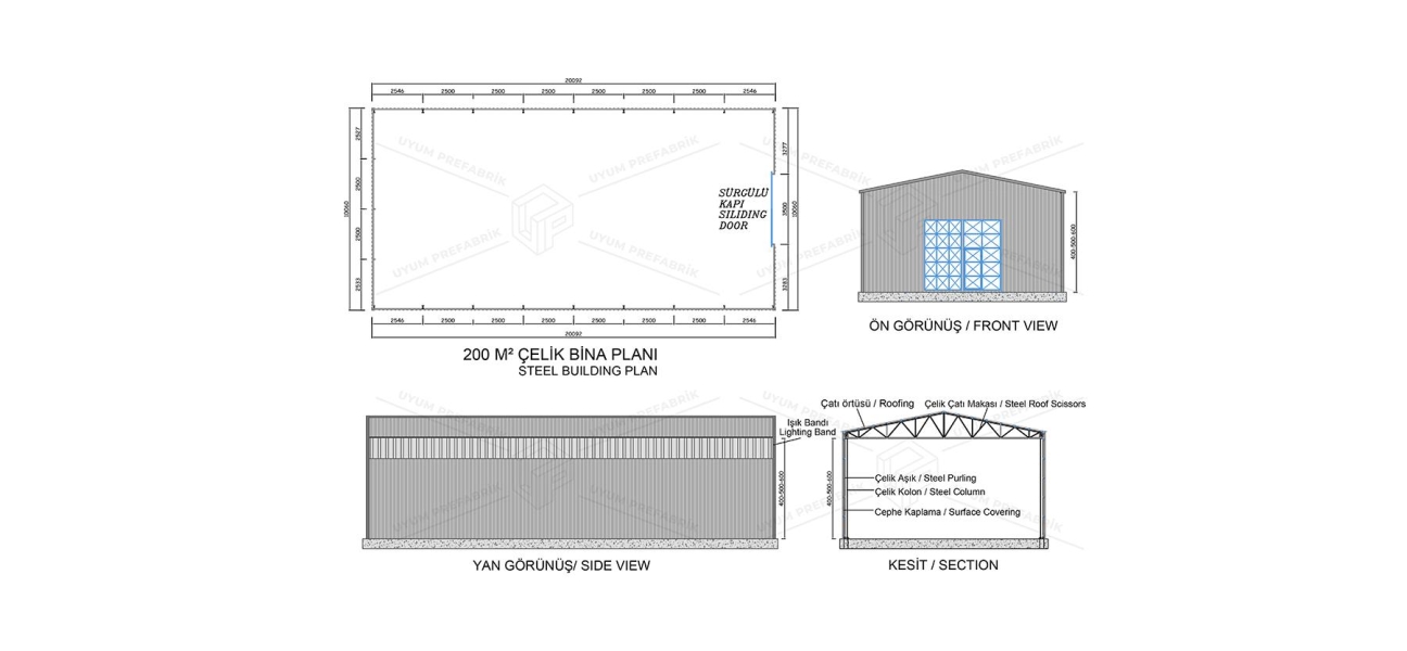 200m² Çelik Hangar Binası  200m² Çelik Hangar Binası