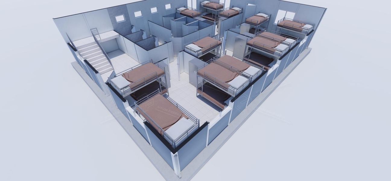 204 m² (102+102) Prefabricated Dormitory Building