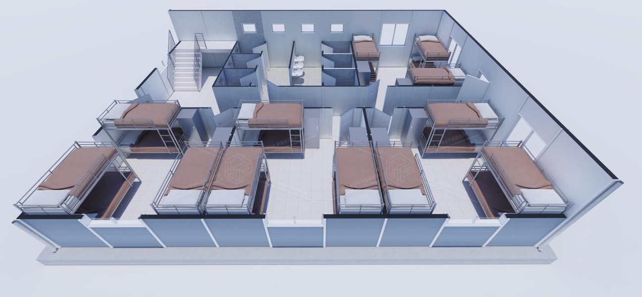 204 m² (102+102) Prefabricated Dormitory Building