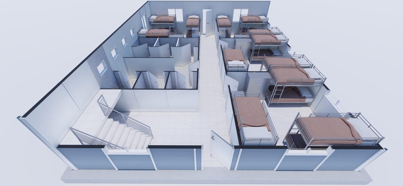 204 m² (102+102) Prefabricated Dormitory Building