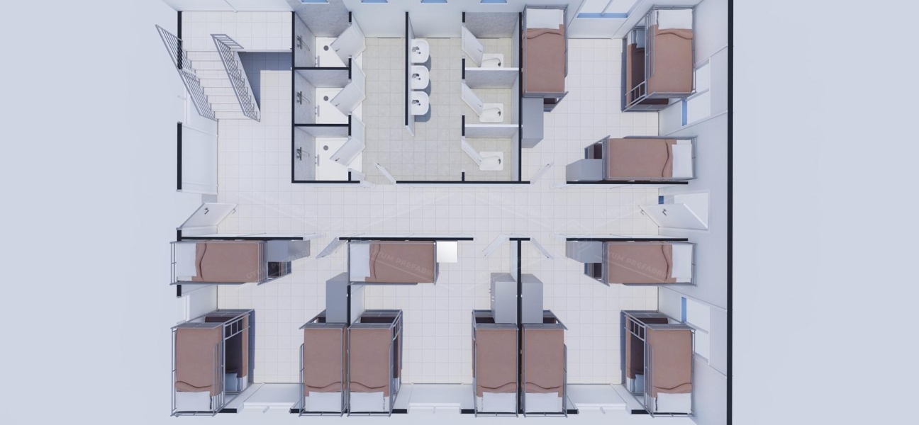 204 m² (102+102) Prefabrik Yatakhane Binası  204 m² (102+102) Prefabrik Yatakhane Binası