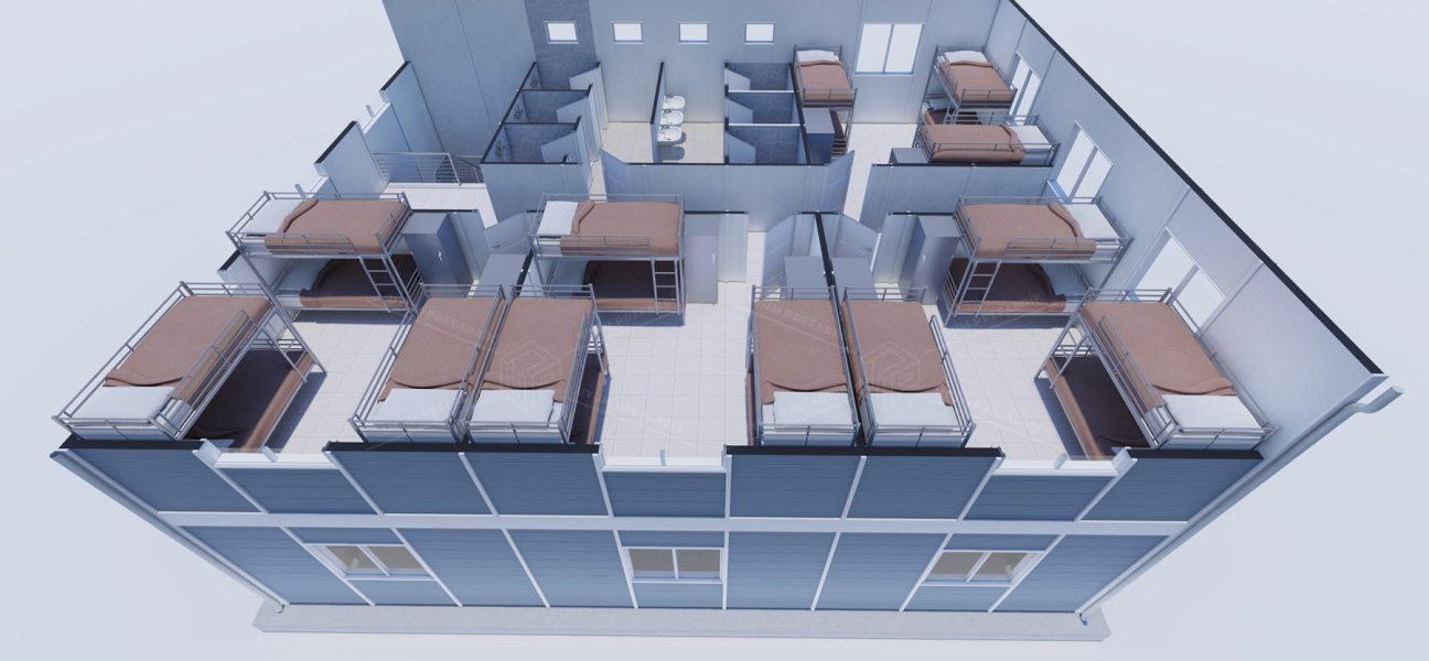 204 m² (102+102) Prefabrik Yatakhane Binası  204 m² (102+102) Prefabrik Yatakhane Binası