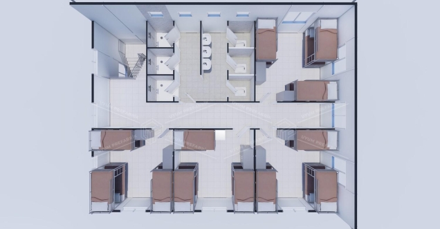 204 m² (102+102) Prefabrik Yatakhane Binası  204 m² (102+102) Prefabrik Yatakhane Binası