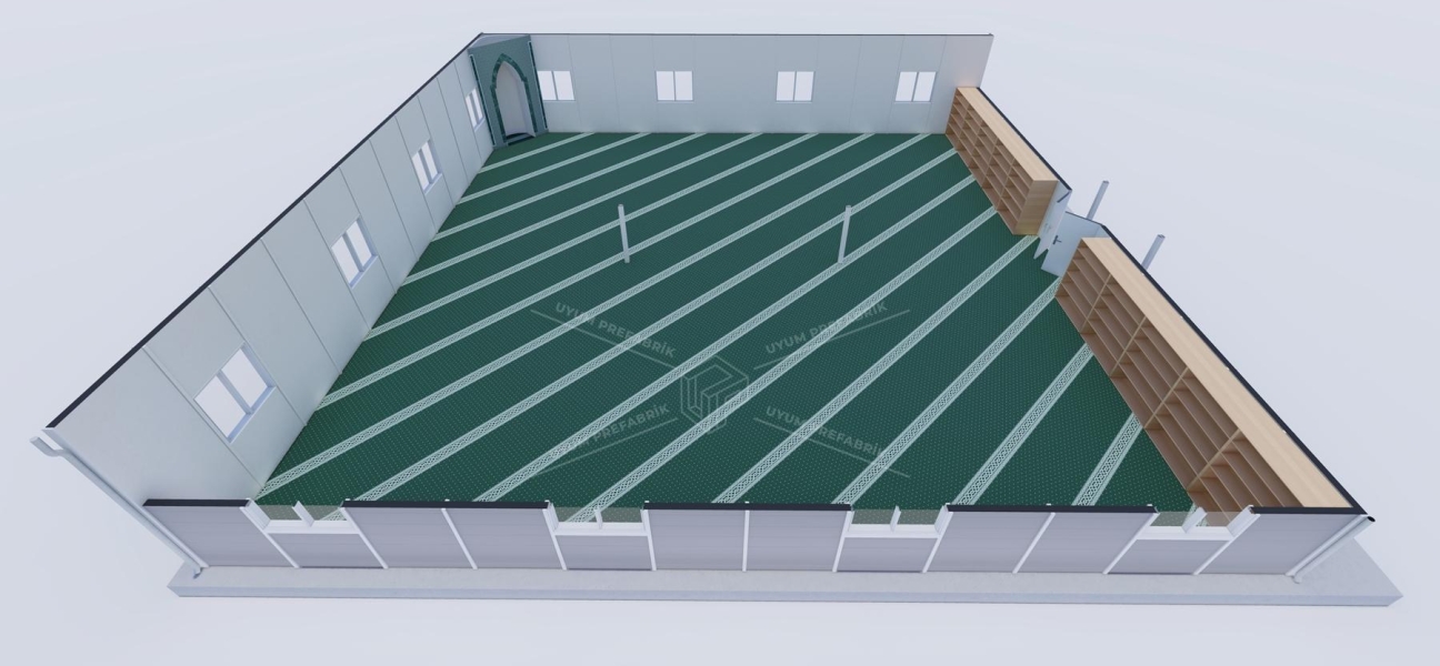 231m² Tek Katlı Prefabrik Mescit Binası  231m² Tek Katlı Prefabrik Mescit Binası