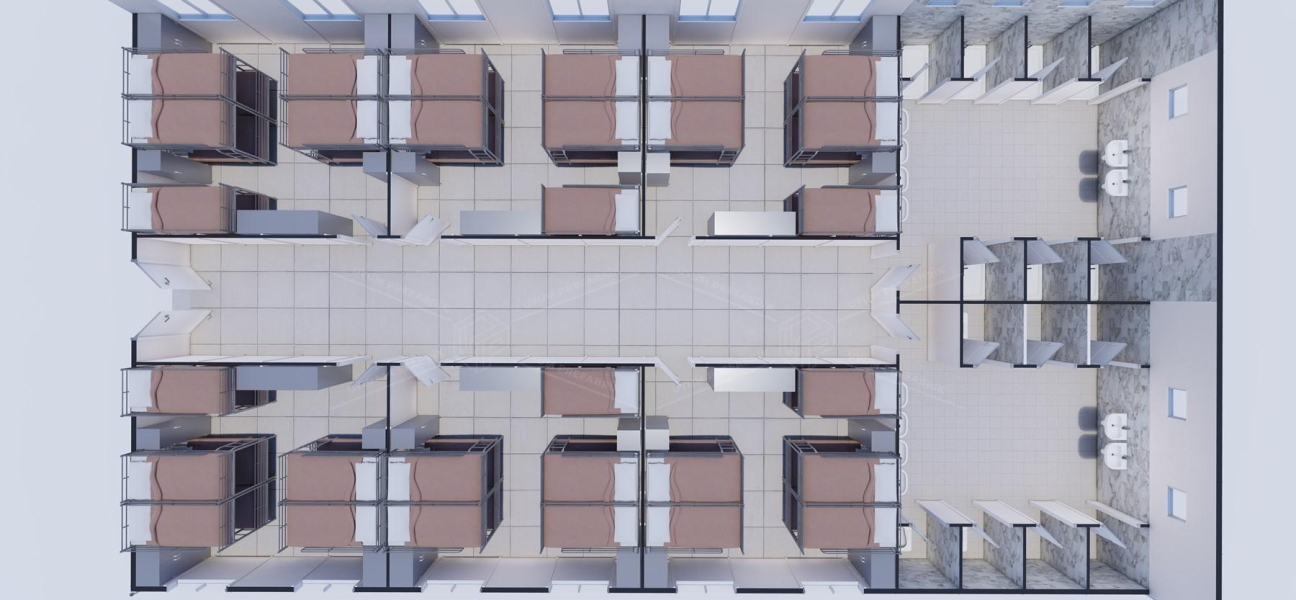 232m² Prefabricated Dormitory Building (WC & Shower)