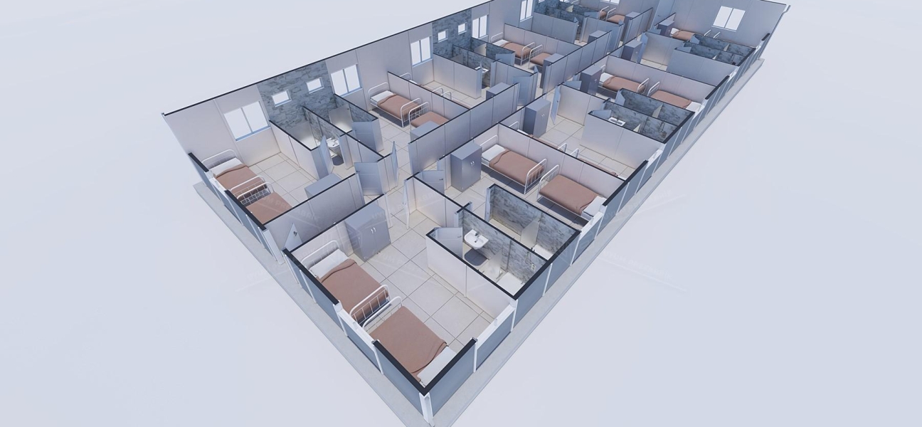 232m² Prefabrik Yatakhane Binası (Wc-Duş Ayrı) 232m² Prefabrik Yatakhane Binası (Wc-Duş Ayrı)