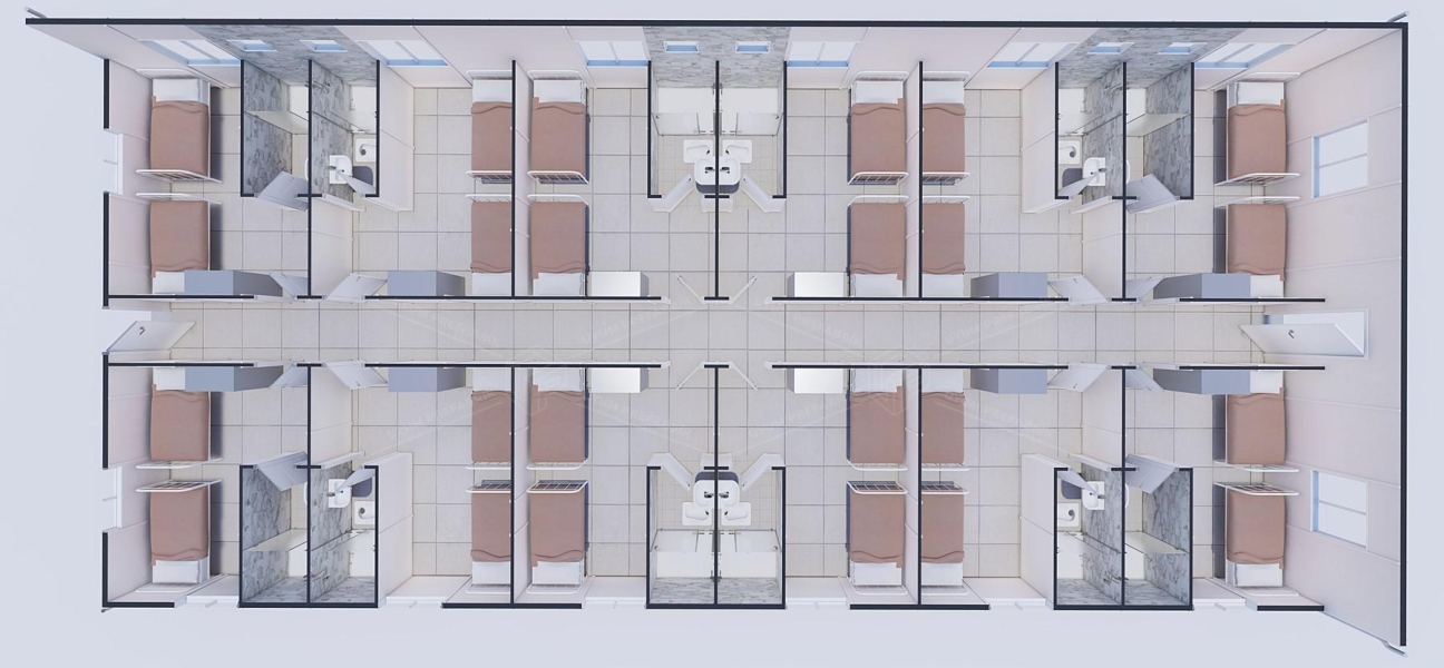 232m² Prefabrik Yatakhane Binası (Wc-Duş Ayrı) 232m² Prefabrik Yatakhane Binası (Wc-Duş Ayrı)