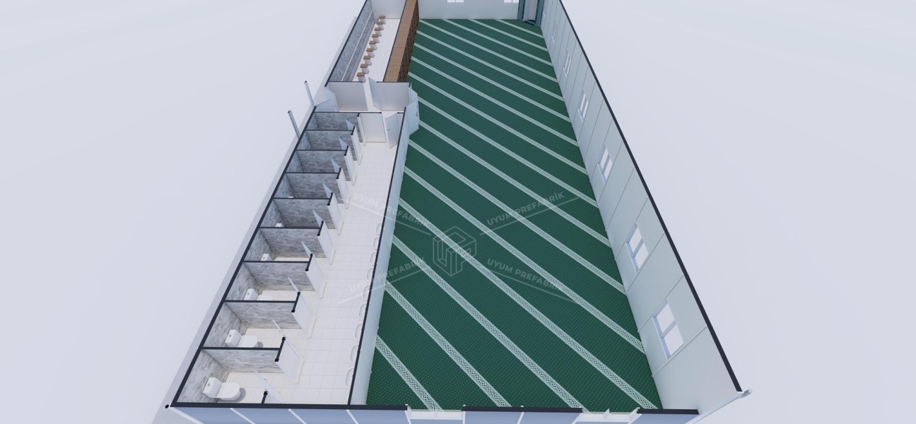 290m² Tek Katlı Prefabrik Mescit Binası  290m² Tek Katlı Prefabrik Mescit Binası