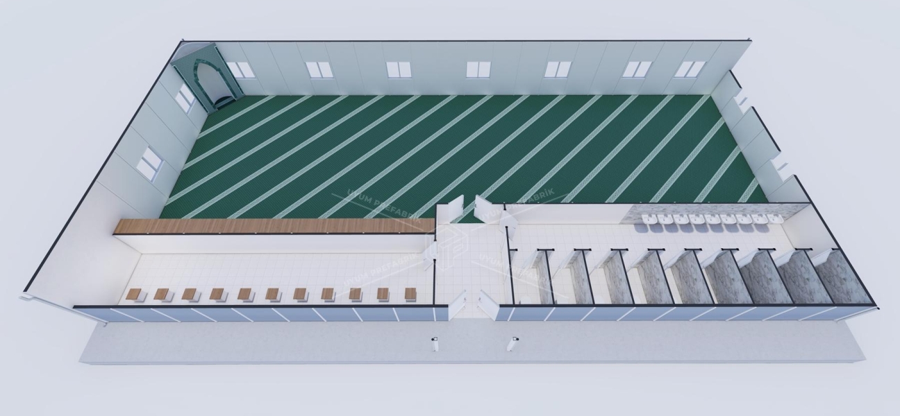 290m² Tek Katlı Prefabrik Mescit Binası  290m² Tek Katlı Prefabrik Mescit Binası