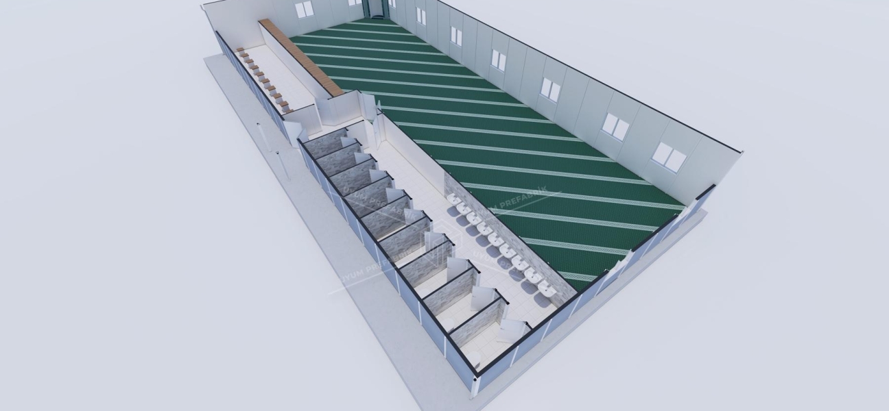 290m² Tek Katlı Prefabrik Mescit Binası  290m² Tek Katlı Prefabrik Mescit Binası
