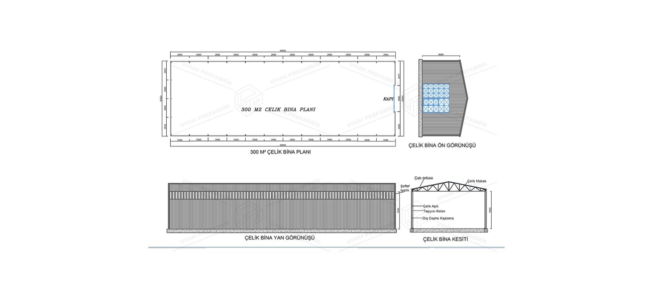 300m² Çelik Hangar Binası  300m² Çelik Hangar Binası