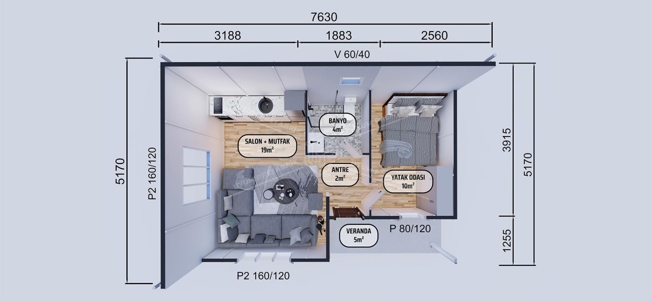 40m² Kadırga Prefabricated House