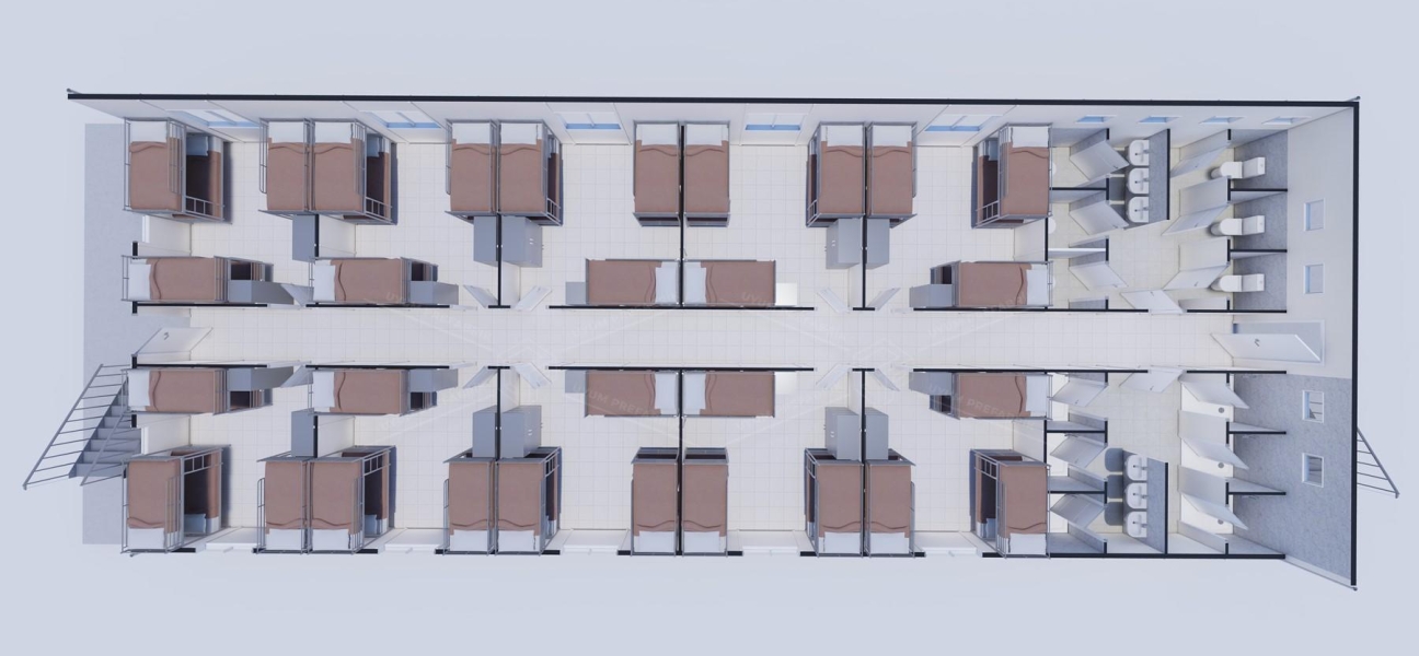 430m² (215+215) Prefabrik Yatakhane Binası  430m² (215+215) Prefabrik Yatakhane Binası