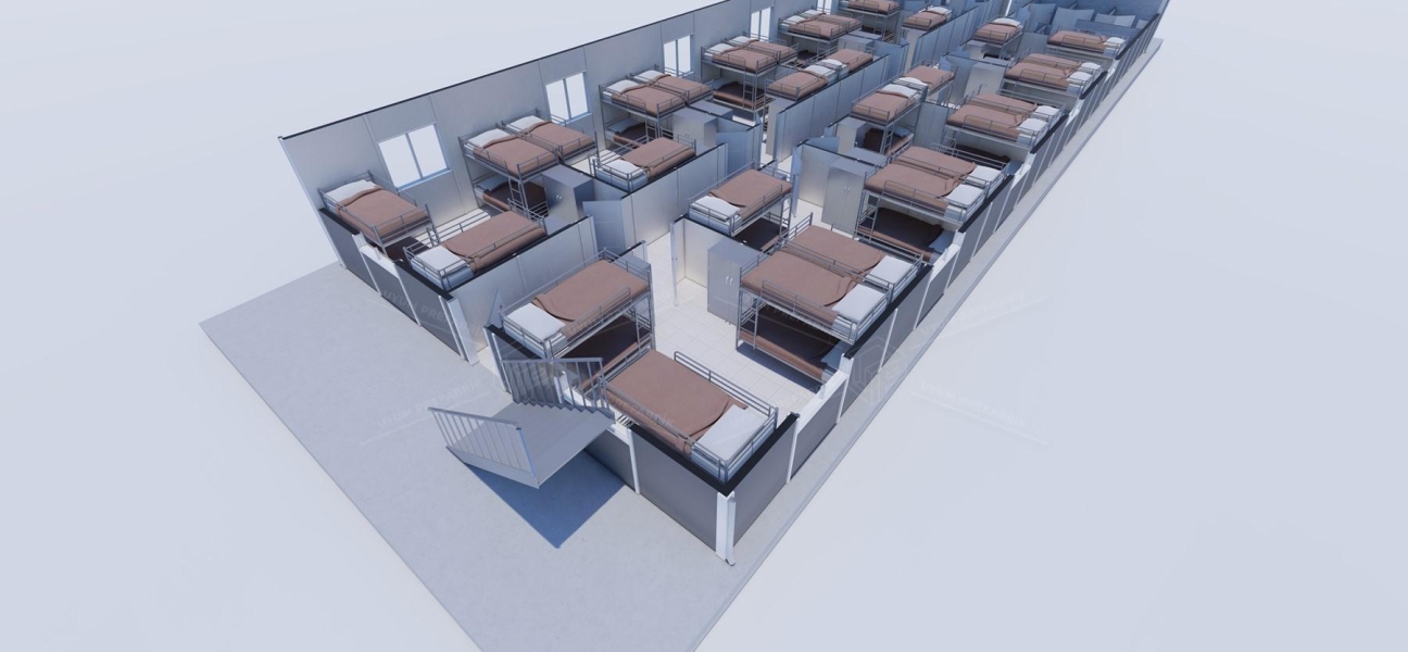 430m² (215+215) Prefabrik Yatakhane Binası  430m² (215+215) Prefabrik Yatakhane Binası