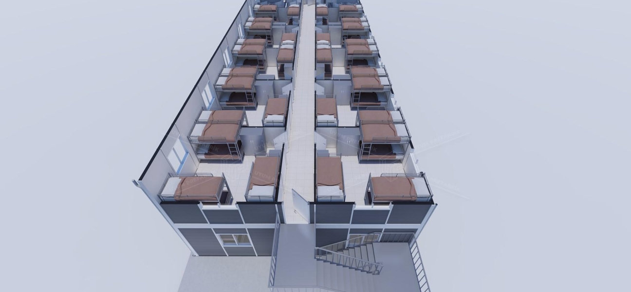 430m² (215+215) Prefabrik Yatakhane Binası  430m² (215+215) Prefabrik Yatakhane Binası