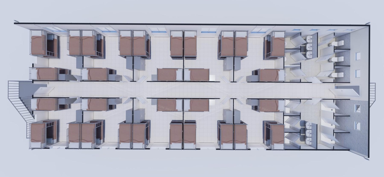 430m² (215+215) Prefabrik Yatakhane Binası  430m² (215+215) Prefabrik Yatakhane Binası
