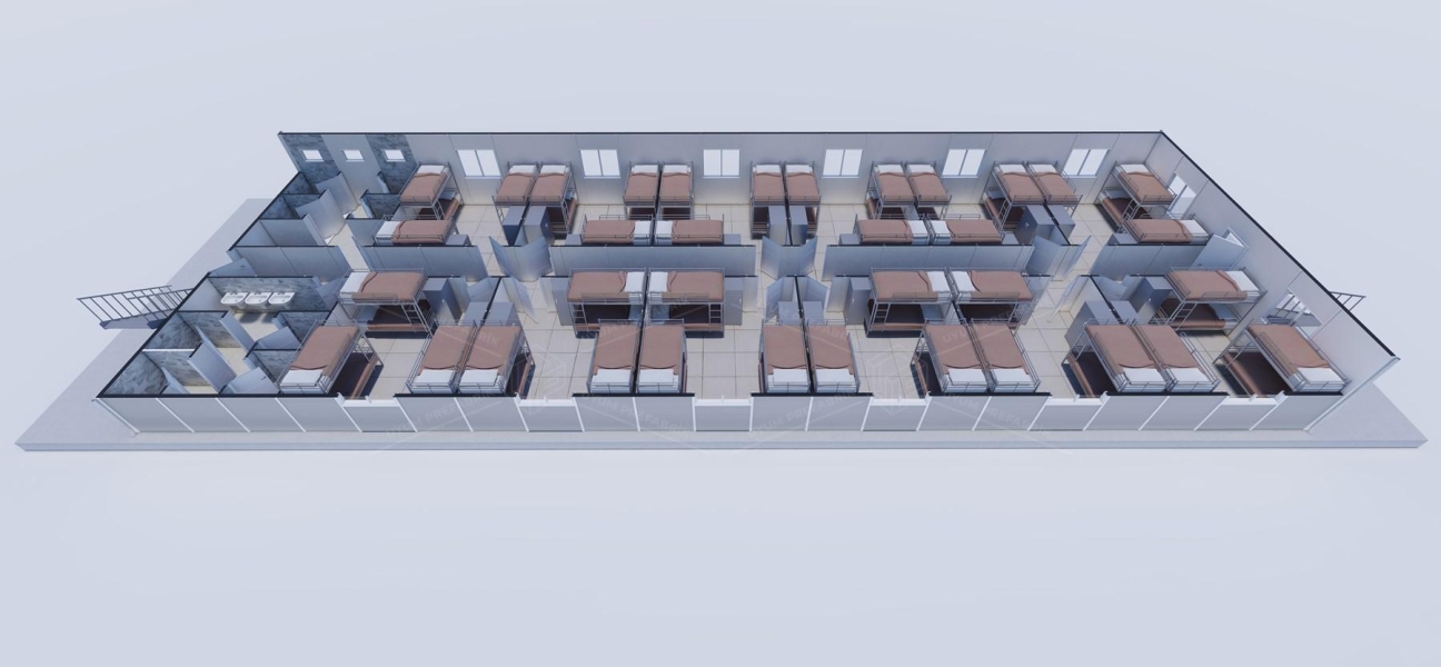 475m² (237,5+237,5) Prefabricated Dormitory Building