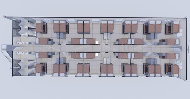 475m² (237,5+237,5) Prefabricated Dormitory Building