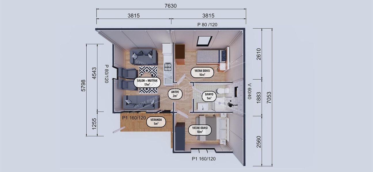 49m² Tek Katlı Prefabrik Ev 