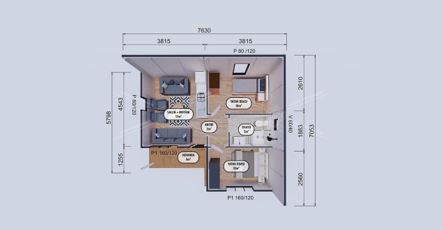 49m² Tek Katlı Prefabrik Konut