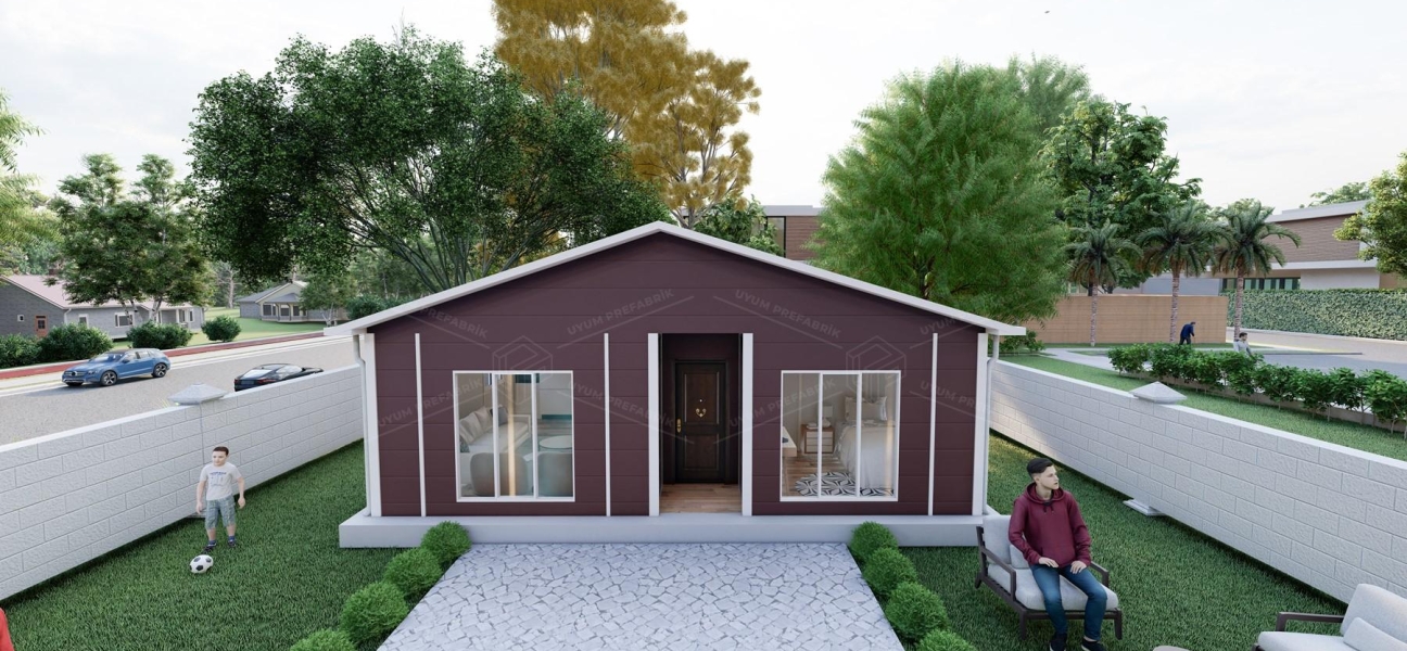 53m² Tek Katlı Prefabrik Ev (1,5m² Veranda)