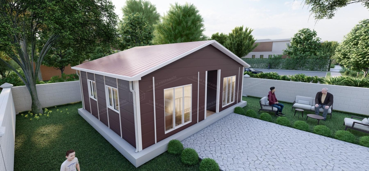 53m² Tek Katlı Prefabrik Ev (1,5m² Veranda)