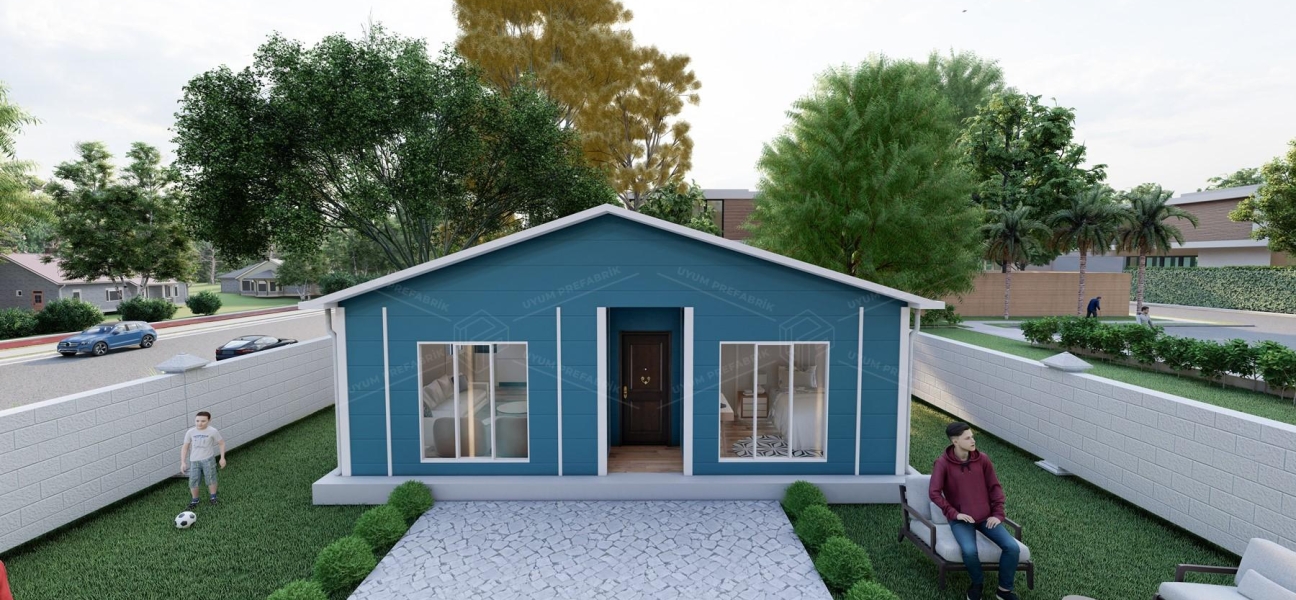 53m² Tek Katlı Prefabrik Konut (1,5m² Veranda)
