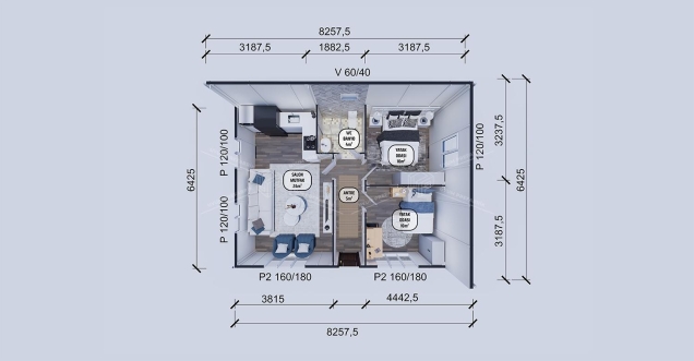 53m² Tek Katlı Prefabrik Konut