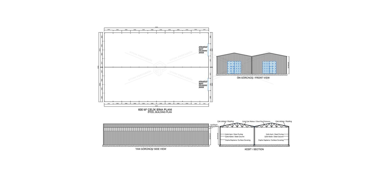 600m² Çelik Hangar Binası  600m² Çelik Hangar Binası